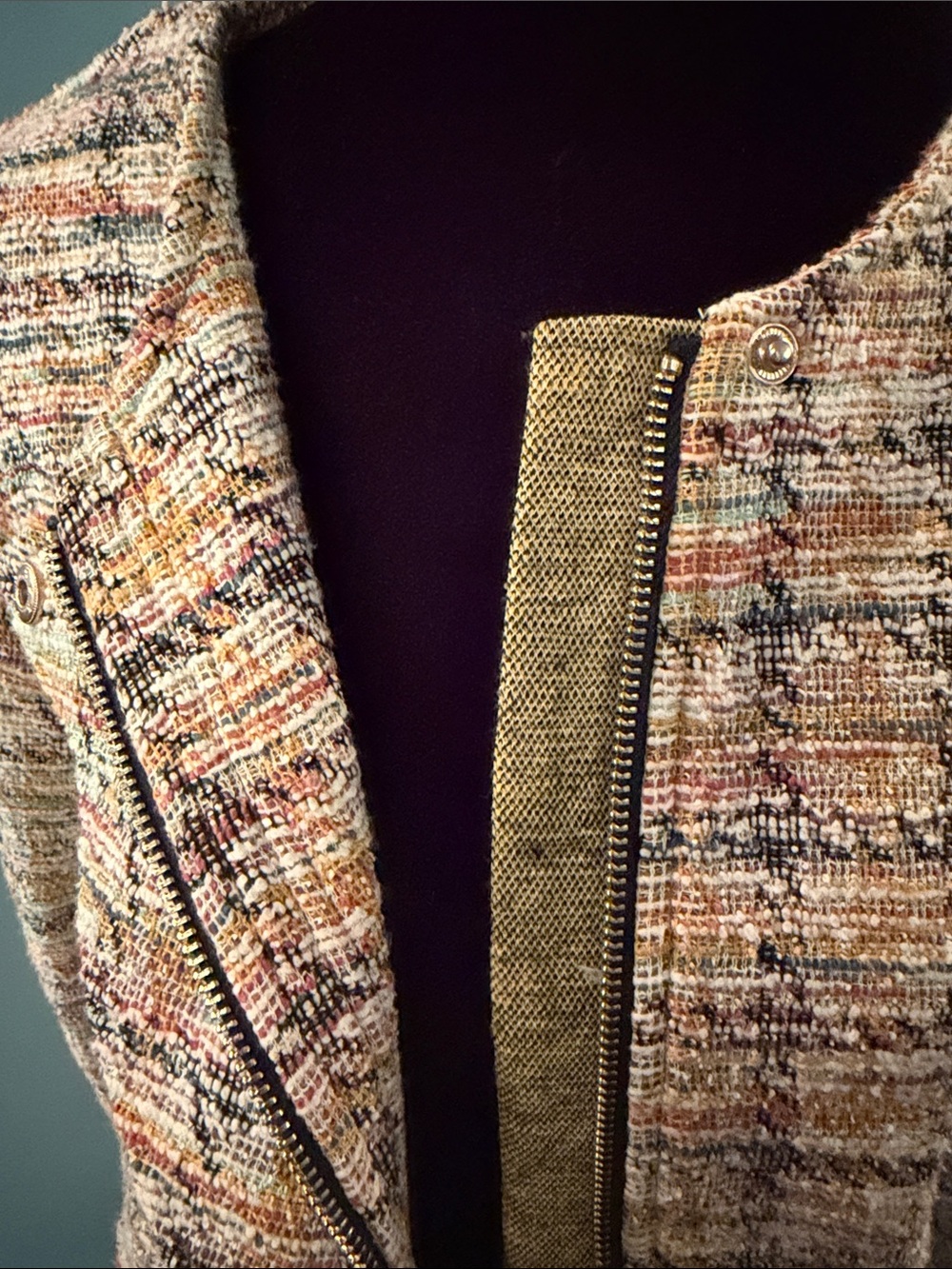 Liverpool Multicolor Tweed Zip-Front Jacket - Picture 3 of 6